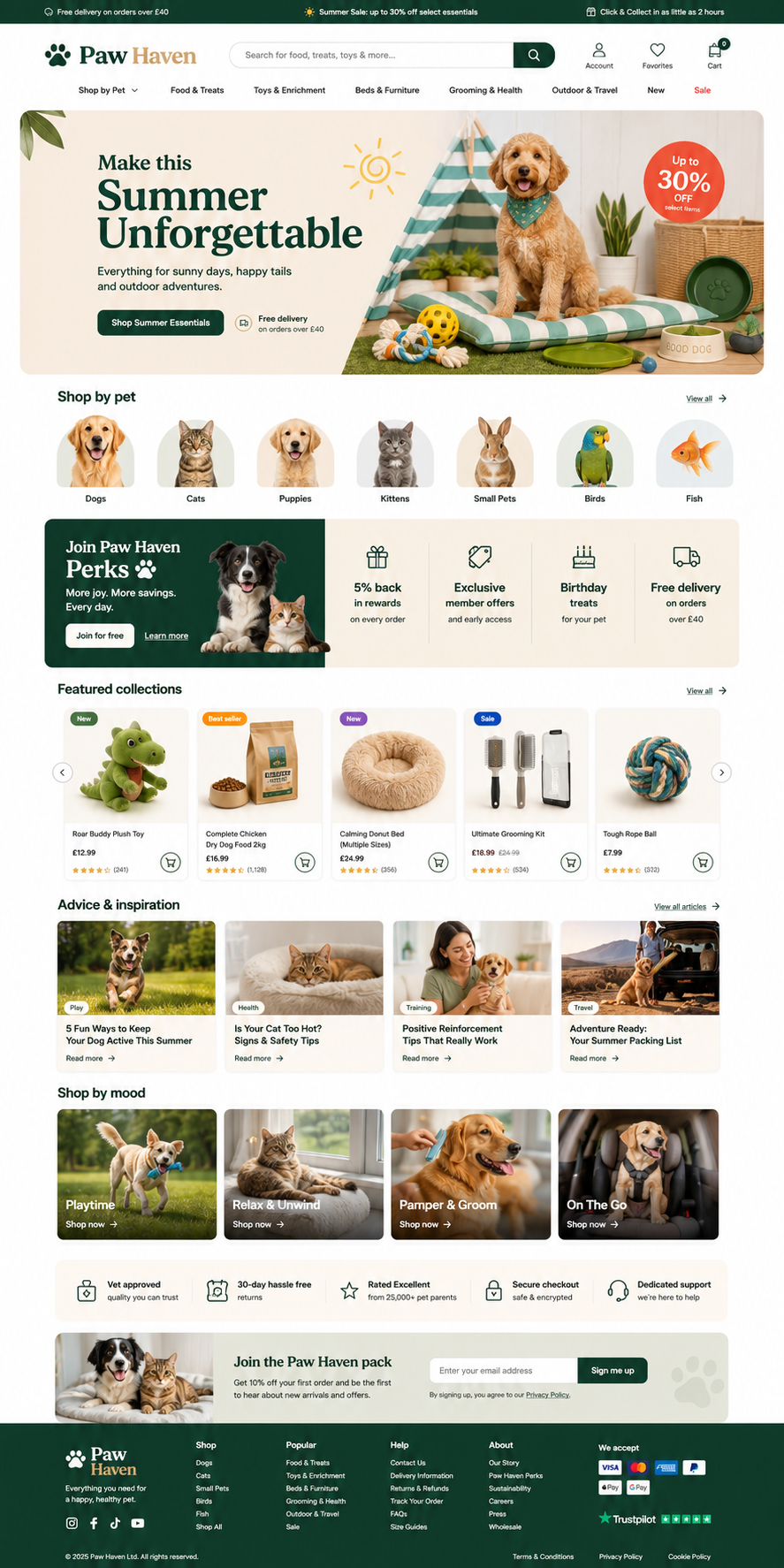 Paw Haven design preview storefront