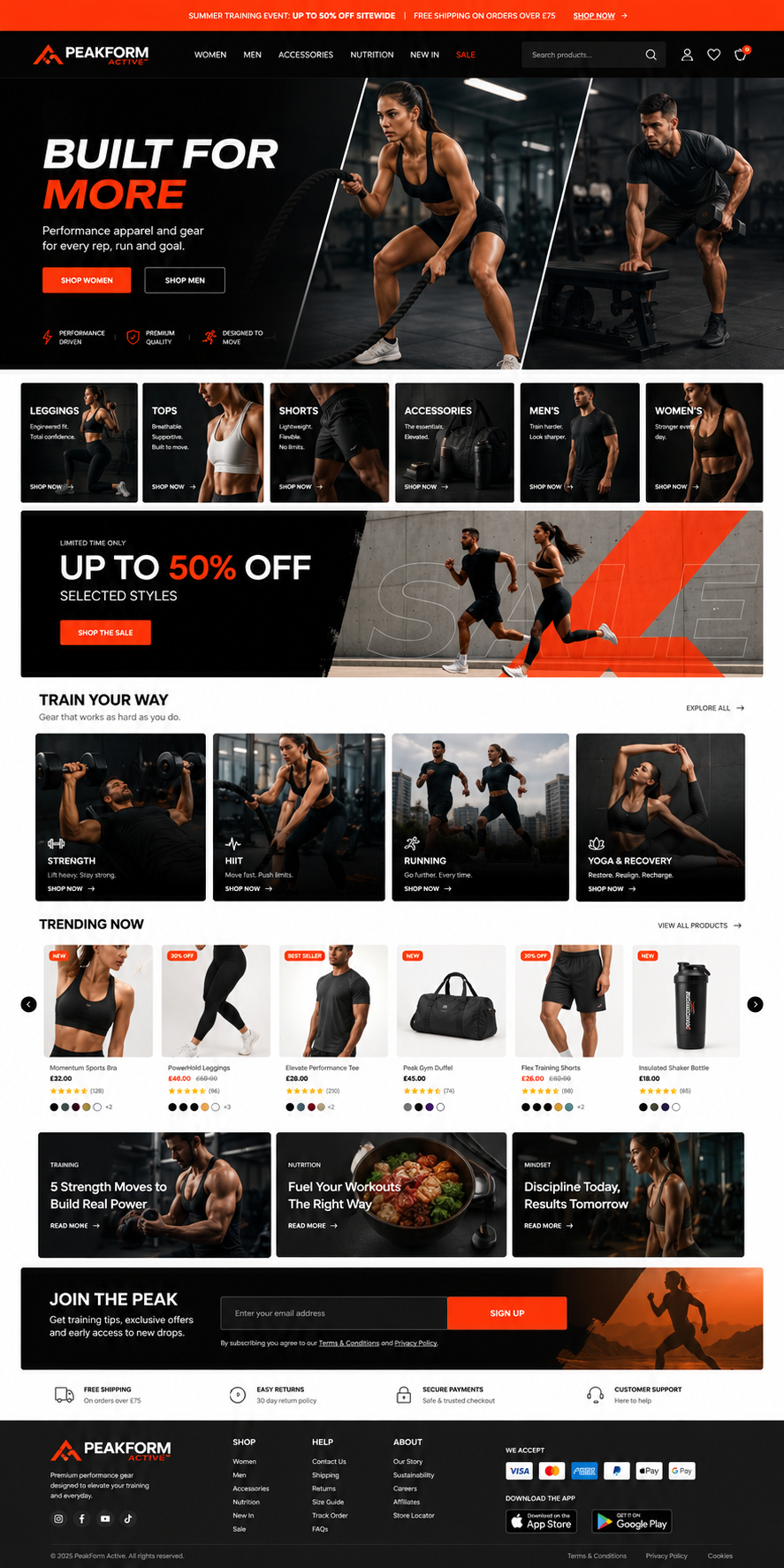 PeakForm Active design preview storefront