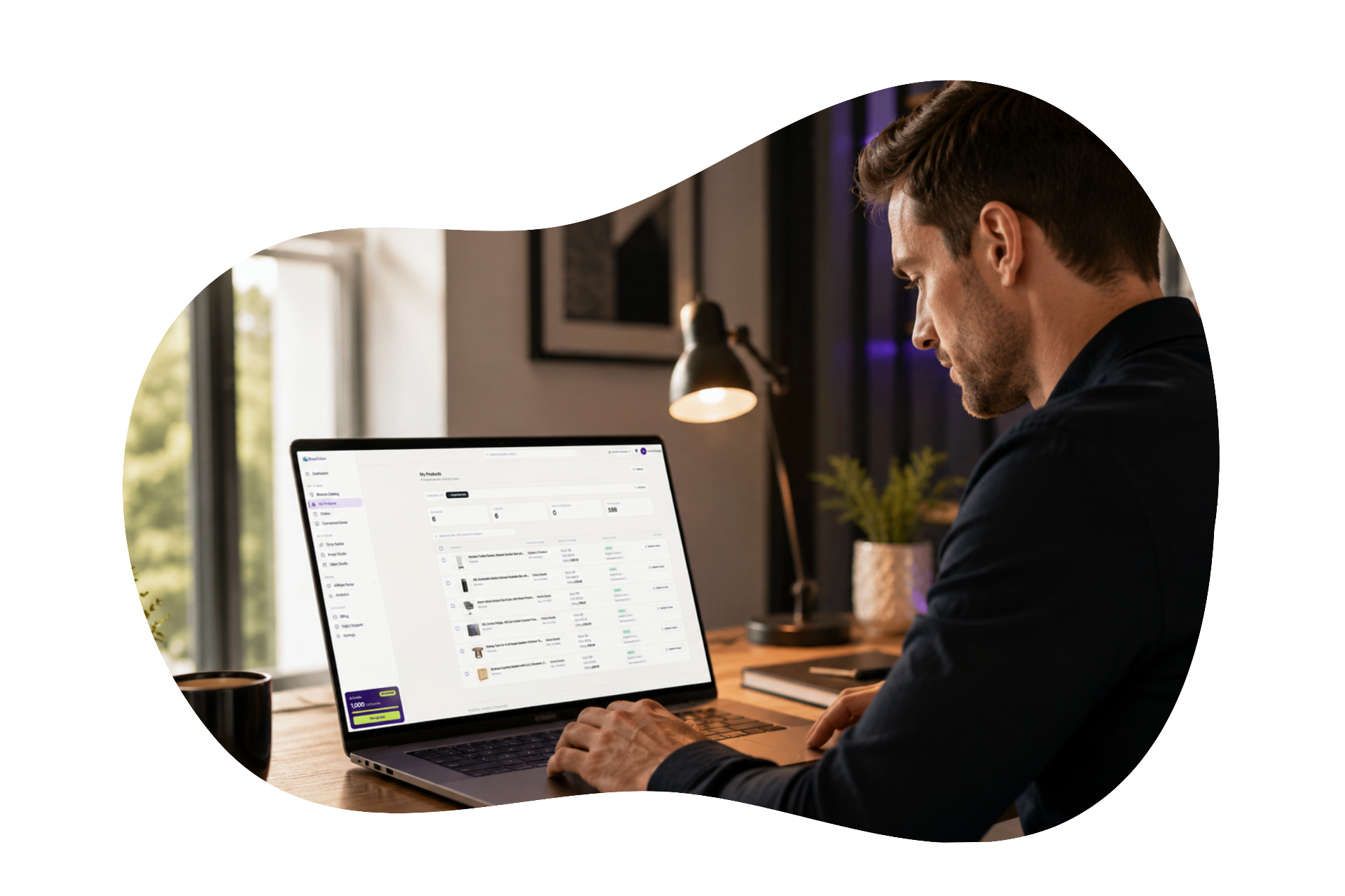 Illustrative example: DropClicker user managing a UK product catalogue in Shopify